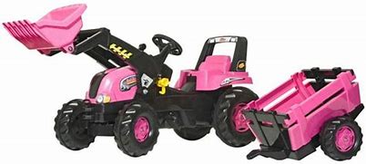 Rolly Farm Toy Junior Pink Tractor, Farm Toy Loader & Farm Trailer 81310